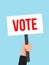 Vector picket placard sign vote election protest. Vote hand banner sign