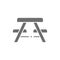 Vector picnic table with benches grey icon.