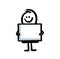 Vector picture of stickman holding empty table in hands.