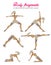 Vector pilates illustration. Pilates poses.Female exercising sil