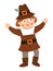 Vector pilgrim man isolated on white background. Thanksgiving Day character. Autumn icon with first American people. Cute fall