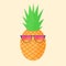 Vector pineapple tropical fruit with party glasses