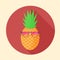 Vector pineapple tropical fruit with party glasses in the circle