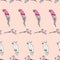 Vector pink background tropical birds, parrots, macaw, exotic cockatoo birds. Seamless pattern background