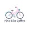 Vector pink bike with coffee holder .EPS Logo concept for Coffee House.