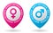 vector pink and blue map pointer