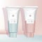 Vector Pink Blue White Gradient Design Tube Packaging for Skincare Healthcare Products