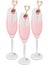 vector pink champagne in glasses with strawberries, serving, hen party