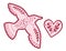 Vector Pink dove with valentine ornamented heart