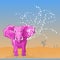 vector Pink elephant pours water from the trunk
