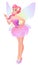 Vector pink fairy with butterfly wings with finger pointing up.