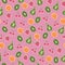 Vector Pink mixed fruit seamless pattern background