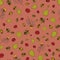 Vector Pink Nuts, Fruis, and Kite Autumn doodle background pattern