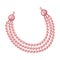 Vector pink pearls necklace isolated on white background. Fashion women collection. Expensive luxury items. Flat style vector