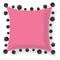 Vector Pink Pillow Decorated With Black Decorative Pompoms. Editable Template Design.