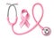 Vector pink ribbon 3d stethoscope breast cancer