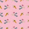 Vector Pink scissors and glue background pattern