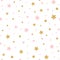 Vector pink seamless pattern decoreted gold pink stars for Christmas backgound or baby shower sweet girl design