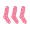 Vector pink socks with a pattern drops and bubbles hearts