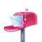 Vector pink traditional mailbox email notification, new letter concept isolated on white, closed envelope.