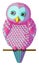 Vector pink and turquoise owl