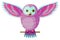 Vector pink and turquoise teal cyan owl with spreading wings