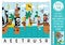 Vector pirate scrambled picture. Cut and glue activity with hidden word. Treasure island crafting game with cute marine scene with
