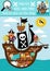 Vector pirate searching game. Spot hidden rats in the picture. Simple treasure island seek and find printable activity for kids.