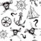 Vector pirate symbols seamless pattern.