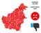 Vector Pitiful Borneo Island Map Mosaic of Sad Emojis