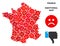 Vector Pitiful France Map Mosaic of Sad Smileys