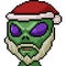 Vector pixel art alien santa