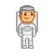 Vector pixel art astronaut on white