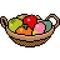 Vector pixel art basket fruit