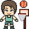 Vector pixel art basketball man