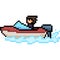 Vector pixel art beach boat