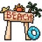 Vector pixel art beach sign
