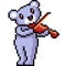 Vector pixel art bear play violin