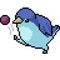 Vector pixel art bird play ball