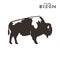 Vector pixel art bison on a white background. Silhouette retro style