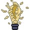 Vector pixel art broken bulb