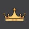 Vector pixel art crown. Pixel art golden crown. Pixel art royal king hat. Vector illustration