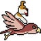 Vector pixel art dog ride bird