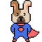 Vector pixel art dog superhero