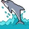 Vector pixel art dolphin jump