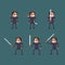 Vector pixel art fantasy kingdom swordsman warrior