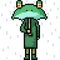 Vector pixel art frog umbrella