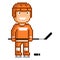 Vector pixel art funny hockey player