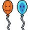 Vector pixel art halloween balloon