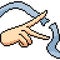 Vector pixel art hand scissor cut ribbon